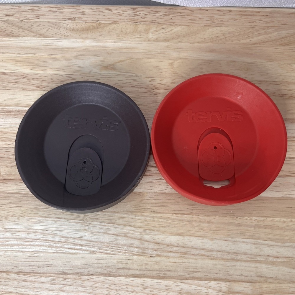 Tervis Tumbler Replacement Lids Set Of 2 Black and Cherry Red 24 oz